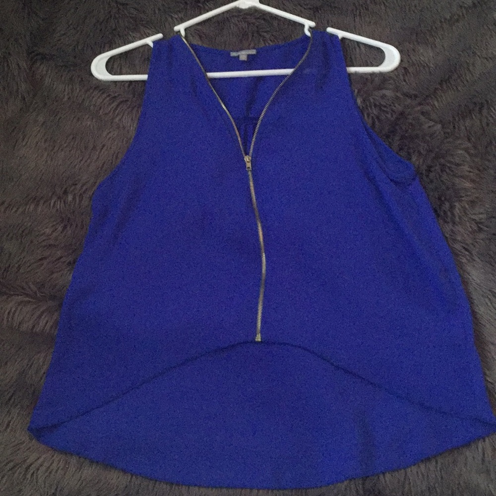 Charlotte Russe blue zip up crop top